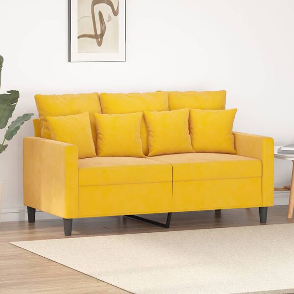 vidaXL Canap&eacute; &agrave; 2 places Jaune 120 cm Velours