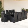 vidaXL Ensemble &agrave; manger de jardin 11 pcs coussins noir r&eacute;sine tress&eacute;e