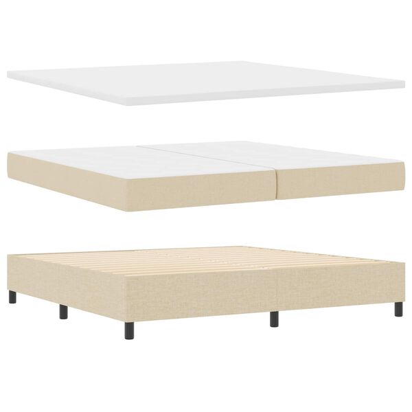 vidaXL Lit &agrave; ressorts avec matelas Cr&egrave;me 200 x 200 cm tissu