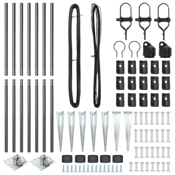 vidaXL Poteau de clôture. 7 pcs Gris Acier