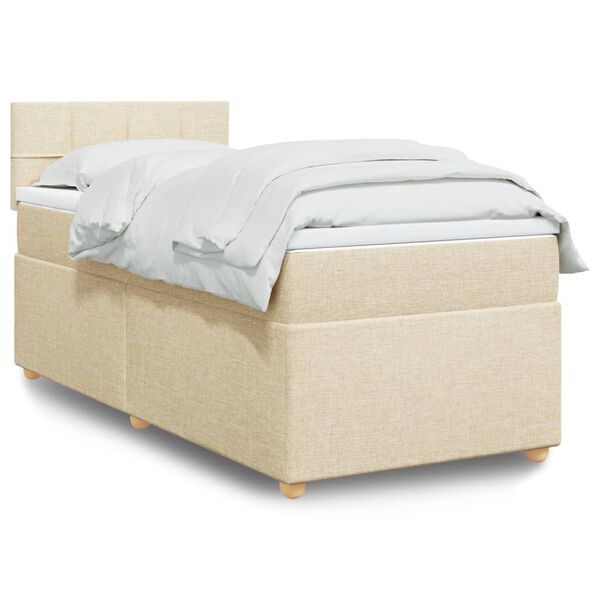 vidaXL Sommier &agrave; lattes de lit avec matelas Cr&egrave;me 80x200 cm Tissu