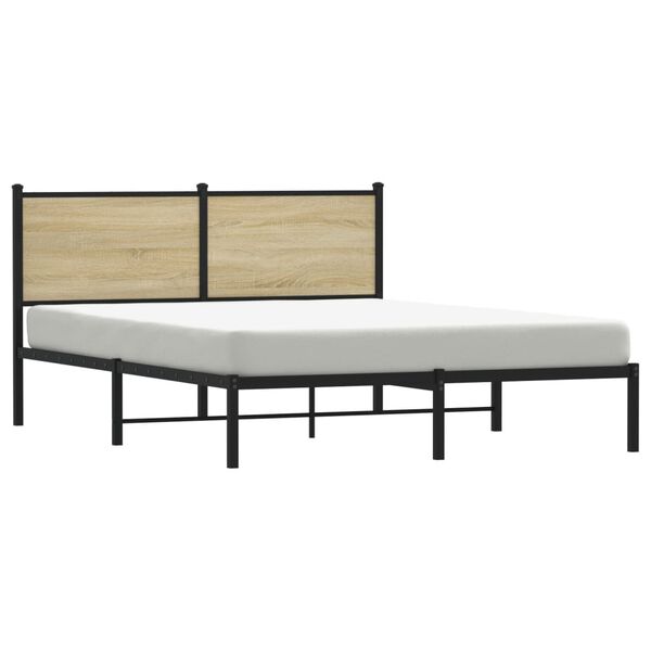 vidaXL Cadre de lit en métal sans matelas chêne sonoma 140x190 cm