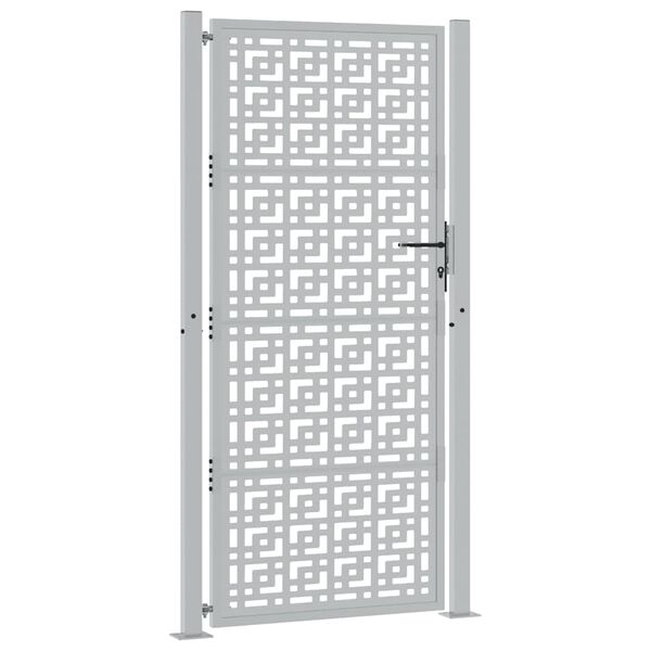 vidaXL Portail de jardin 100x200 cm en acier patin&eacute; avec croix