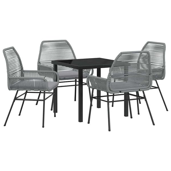 vidaXL Ensemble de salle &agrave; manger pour jardin 5 pcs Gris polyrotin