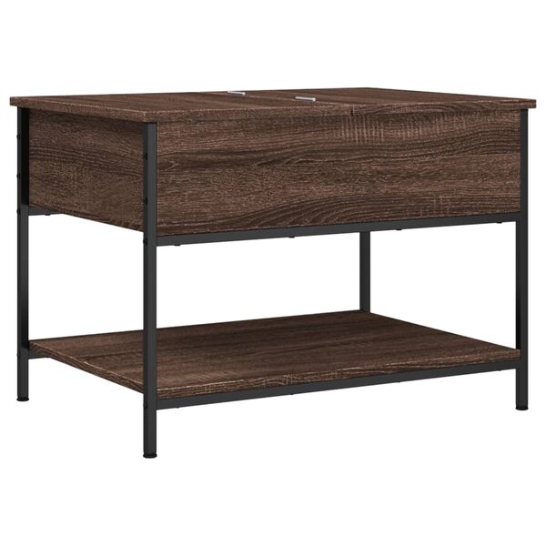 vidaXL Table basse ch&ecirc;ne marron 70x50x50 cm bois d'ing&eacute;nierie et m&eacute;tal