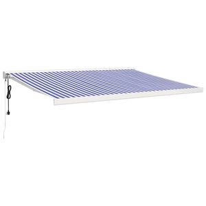 vidaXL Auvent r&eacute;tractable bleu et blanc 4x3 m tissu et aluminium
