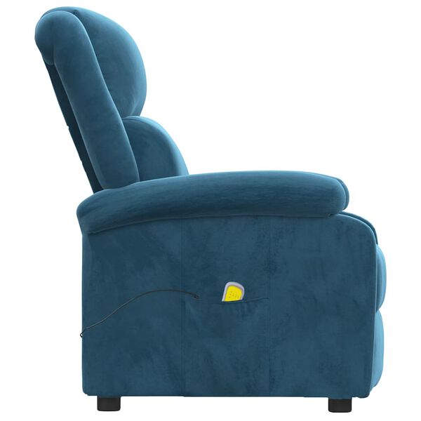 vidaXL Fauteuil de massage Bleu Velours