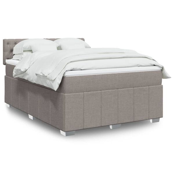 vidaXL Sommier &agrave; lattes de lit avec matelas Taupe 160x200 cm Tissu