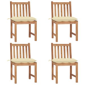 vidaXL Chaises de jardin lot de 4 avec coussins Bois de teck massif