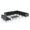 vidaXL Salon de jardin 10 pcs avec coussins R&eacute;sine tress&eacute;e Gris fonc&eacute;