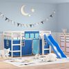 vidaXL Lit mezzanine enfants avec rideaux sans matelas bleu 90x200cm