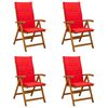 vidaXL Chaises de jardin inclinables 4 pc Naturel Bois d'Acacia Massif