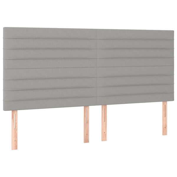 vidaXL T&ecirc;te de lit &agrave; LED Gris clair 180x5x118/128 cm Tissu