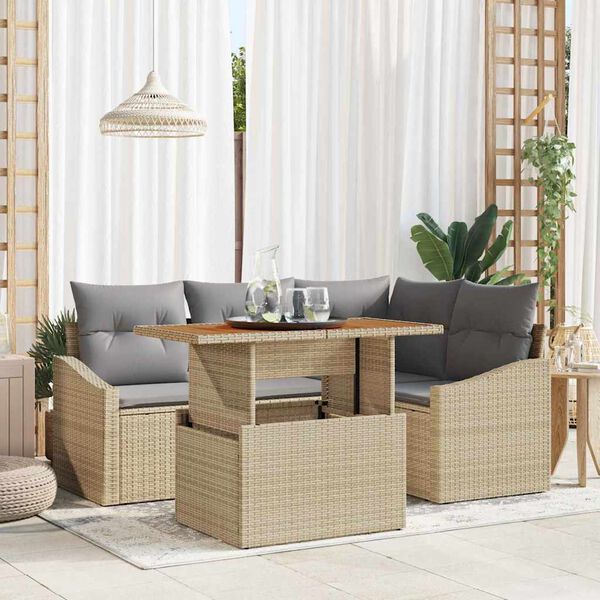 vidaXL Ensemble de salle &agrave; manger pour jardin Beige et gris