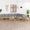 vidaXL Salon de jardin 12 pcs avec coussins bois de pin impr&eacute;gn&eacute;