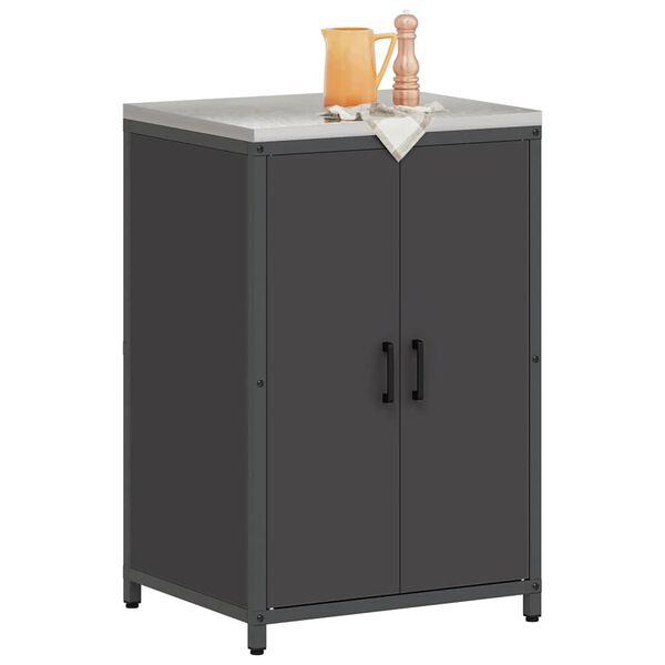 vidaXL Rangement de cuisine avec &eacute;tag&egrave;re Noir 60 x 50 x 92 cm Acier