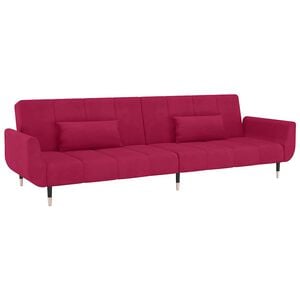 vidaXL Canap&eacute;-lit &agrave; 2 places et deux oreillers Rouge bordeaux Velours