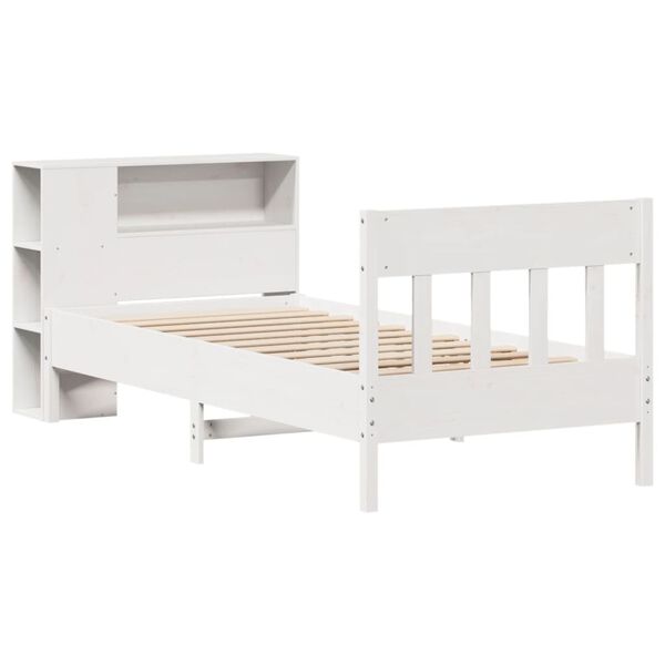 vidaXL Lit bibliothèque sans matelas blanc 100x200 cm bois pin massif