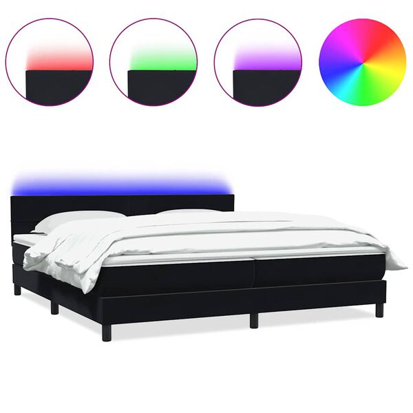 vidaXL Sommier &agrave; lattes de lit avec matelas et LED noir 180x210 cm velours