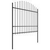 vidaXL Cl&ocirc;ture de jardin &agrave; dessus en lance Acier (1,5-1,75)x15,3m Noir