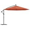 vidaXL Parasol de jardin en porte-&agrave;-faux avec lumi&egrave;res LED terre cuite