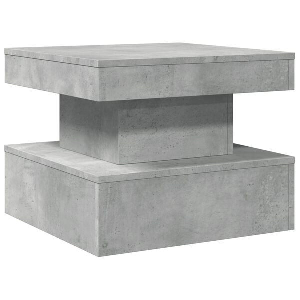 vidaXL Table basse avec lumières LED gris béton 50x50x40 cm
