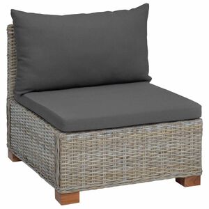 vidaXL Canap&eacute; milieu avec coussins GENDT Rotin naturel Gris Kubu