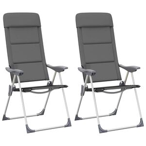 vidaXL Chaise de camping lot de 2 Gris 58x69x111 cm Aluminium