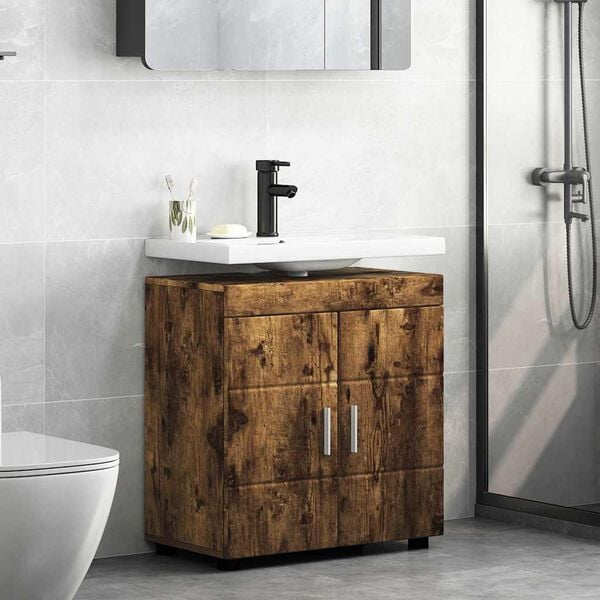 vidaXL Ensemble d'armoire de salle de bain TULUM Ch&ecirc;ne fum&eacute;