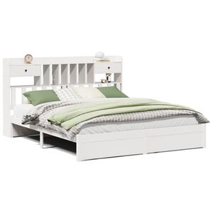 vidaXL Lit biblioth&egrave;que sans matelas blanc 180x200 cm bois pin massif