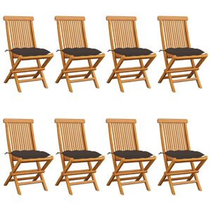 vidaXL Chaises de jardin et coussins taupe lot de 8 Bois teck massif