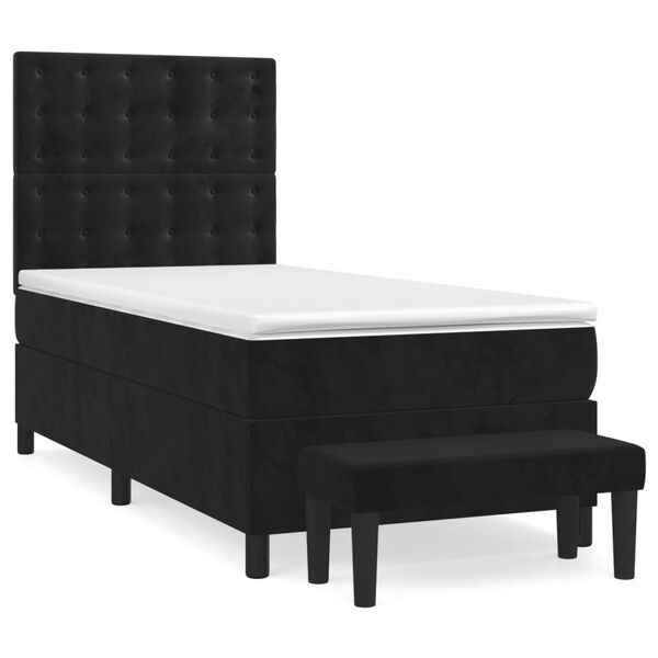 vidaXL Sommier &agrave; lattes de lit avec matelas Noir 90x190 cm Velours