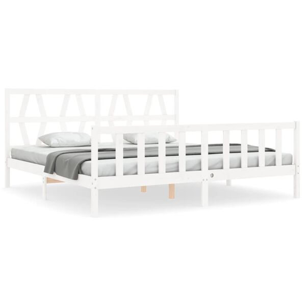 vidaXL Cadre de lit sans matelas blanc 200x200 cm bois massif de pin