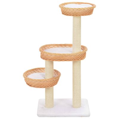 Vidaxl Arbre A Chat Avec Griffoir En Sisal Naturel Bois De Saule Vidaxl Fr