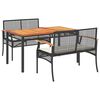 vidaXL Ensemble &agrave; manger de jardin avec coussins 3 pcs Noir