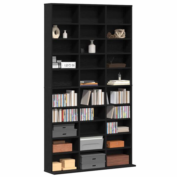 vidaXL Meuble CD Ch&ecirc;ne noir 101 x 23 x 177,5 cm Bois d'ing&eacute;nierie