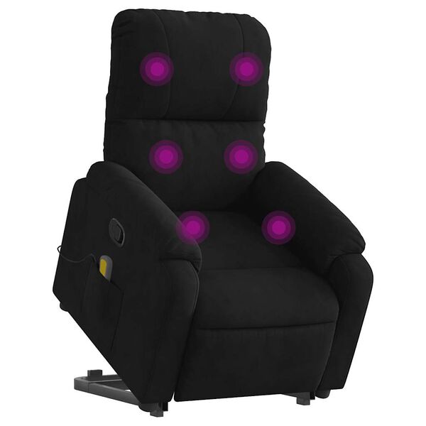 vidaXL Fauteuil inclinable de massage noir tissu microfibre