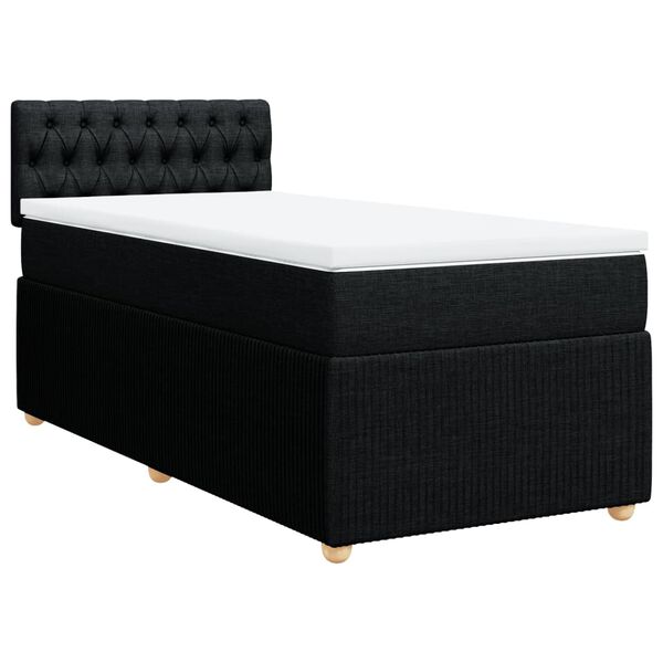 vidaXL Sommier &agrave; lattes de lit avec matelas Noir 90x200 cm Tissu