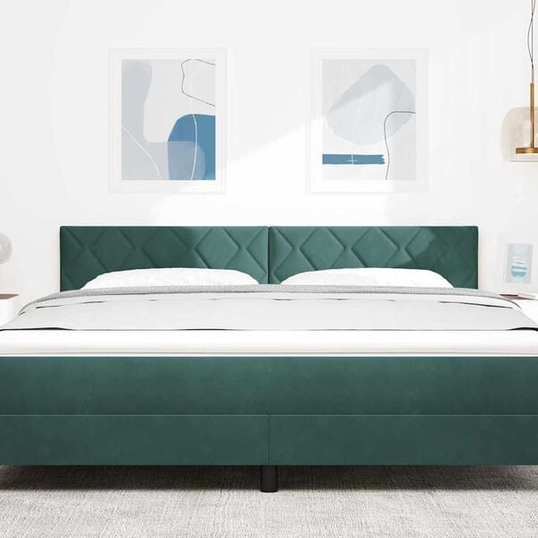 vidaXL T&ecirc;te de lit avec t&ecirc;te de lit Vert fonc&eacute; 180 cm Velours