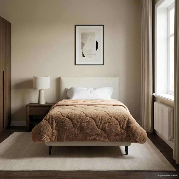 vidaXL Duvet d'hiver Taupe 135 x 200 cm Microfibre et polaire Teddy