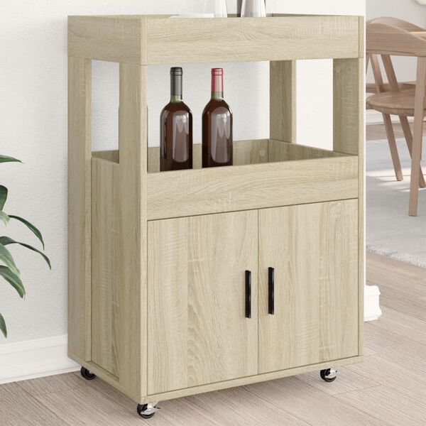 vidaXL Chariot de bar chêne sonoma 60x39,5x89 cm bois d'ingénierie