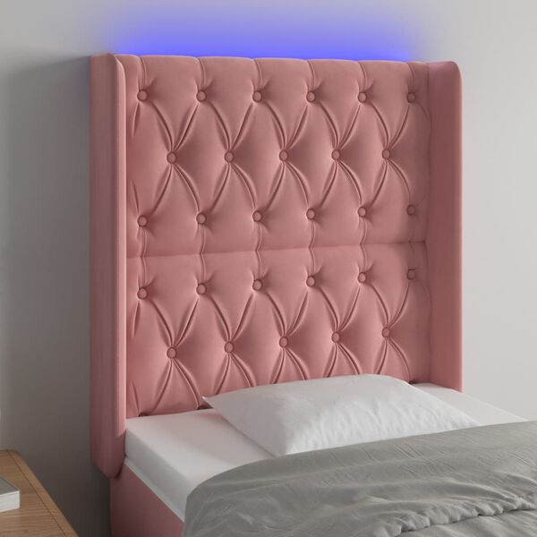 vidaXL T&ecirc;te de lit &agrave; LED Rose 83x16x118/128 cm Velours