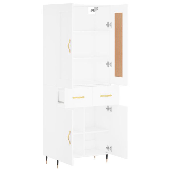 vidaXL Buffet haut Blanc 69,5x34x180 cm Bois d'ing&eacute;nierie