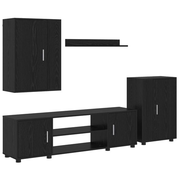 vidaXL Ensemble meuble TV 4 pcs Ch&ecirc;ne noir Bois d'ing&eacute;nierie