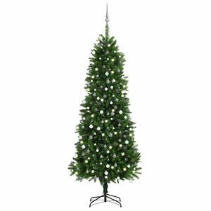 vidaXL Arbre de No&euml;l artificiel pr&eacute;-&eacute;clair&eacute; et boules 240 cm vert