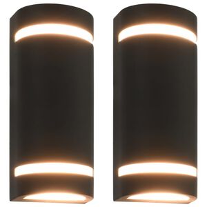 vidaXL Appliques murales d'ext&eacute;rieur 2 pcs 35 W Noir Demi-rond
