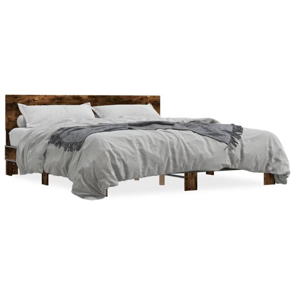 vidaXL Cadre de lit sans matelas ch&ecirc;ne fum&eacute; 200x200 cm