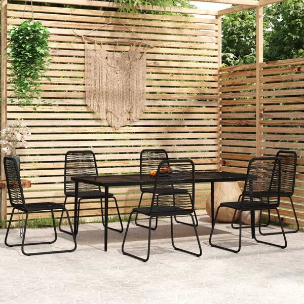 vidaXL Ensemble &agrave; manger de jardin 7 pcs Noir