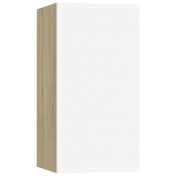 vidaXL Meubles TV 4 pcs Blanc et chêne sonoma Bois d'ingénierie