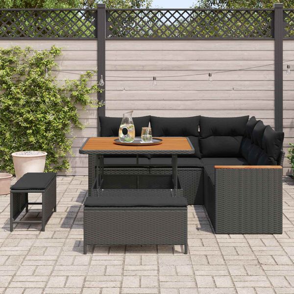 vidaXL Ensemble de canap&eacute; de jardin avec coussin 8 pcs Noir Poly rotin